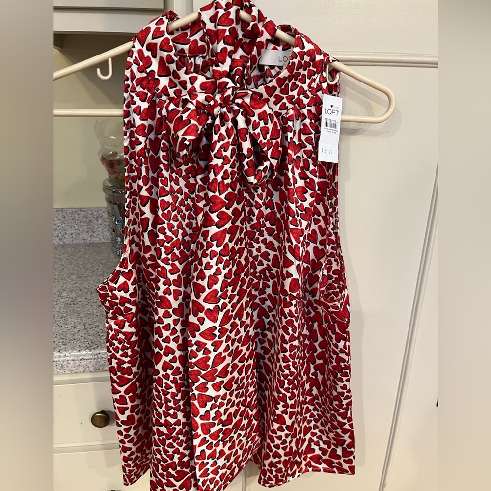 LOFT Red Heart Print Halter Top - Picture 4 of 6
